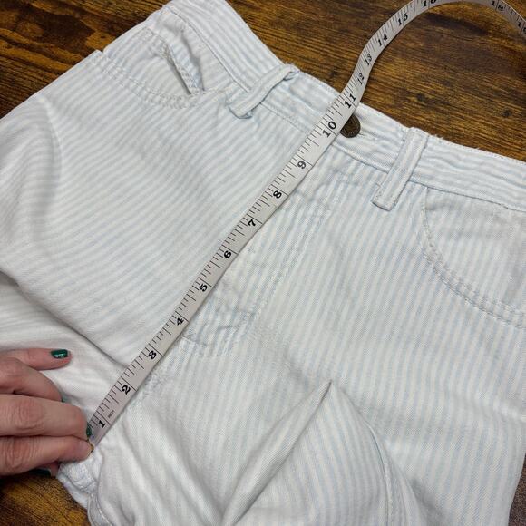 Guess Vintage 25x27 Striped Jeans 80s High Waist Zip Ankle Tapered Blue White - Picture 11 of 14